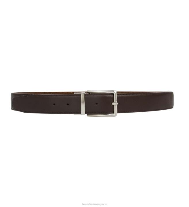 Bared Footwear unisexe ceinture réversible ceinture cuir chocolat & suède tabac BBNT356
