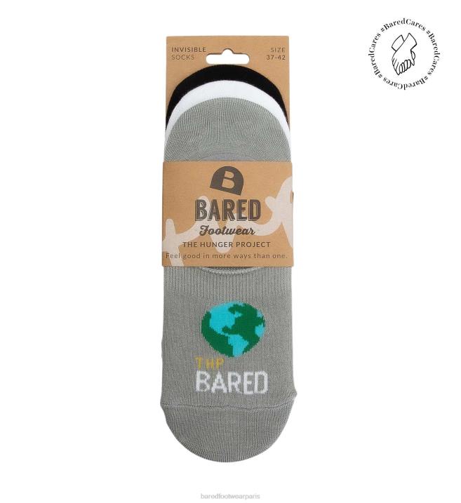 Bared Footwear unisexe chaussettes invisibles 3 - pack thp noir et blanc BBNT332