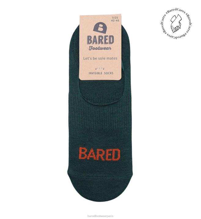 Bared Footwear unisexe chaussettes invisibles vert foncé & rouille BBNT342