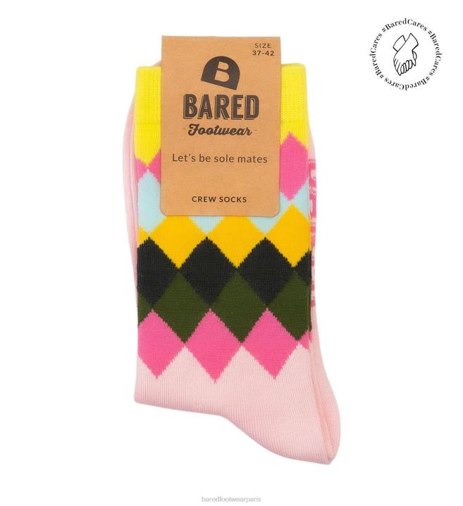 Bared Footwear unisexe équipage chaussettes bambou rose BBNT343