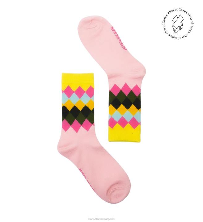 Bared Footwear unisexe équipage chaussettes bambou rose BBNT343