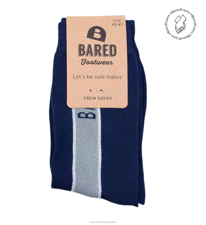Bared Footwear unisexe équipage chaussettes marine & gris BBNT346