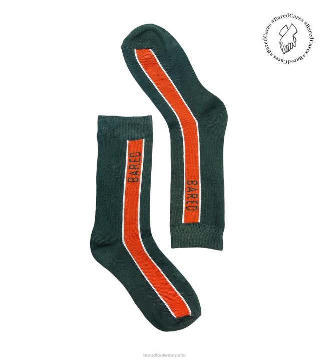 Bared Footwear unisexe équipage chaussettes vert foncé & rouille BBNT347