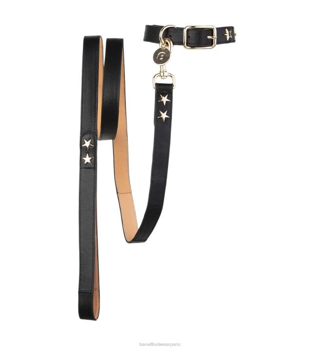 Bared Footwear unisexe collier et laisse pour chien Cuir noir BBNT328