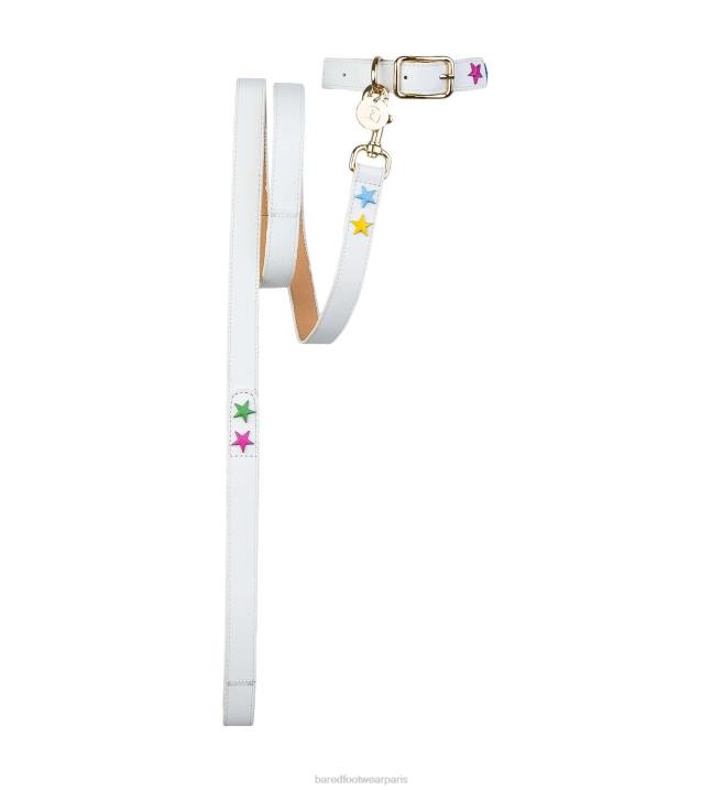 Bared Footwear unisexe collier et laisse pour chien cuir blanc BBNT325