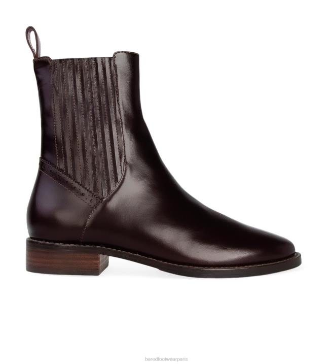 Bared Footwear femmes alouette bottes plates en cuir boxé chêne foncé BBNT154
