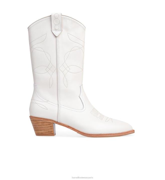 Bared Footwear femmes bricoleur 2 bottes plates en cuir blanc BBNT147