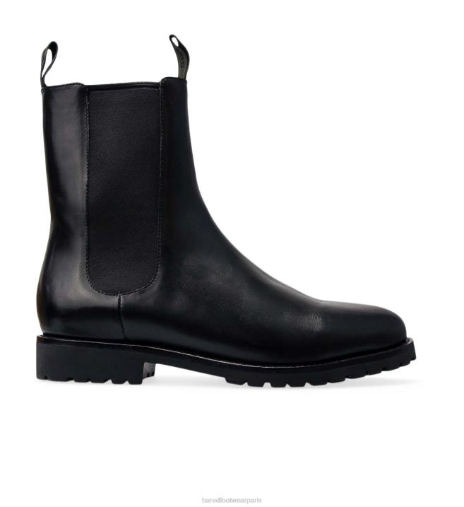 Bared Footwear femmes foulque bottes plates en cuir noir BBNT204