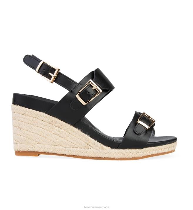 Bared Footwear femmes roitelet cales en cuir noir BBNT236