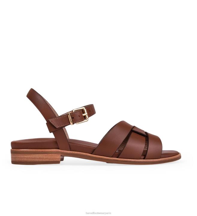 Bared Footwear femmes autour sandales plates en cuir fauve BBNT232