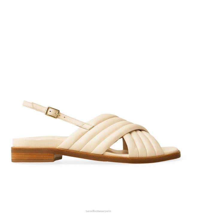 Bared Footwear femmes lora sandales plates en cuir écru BBNT167
