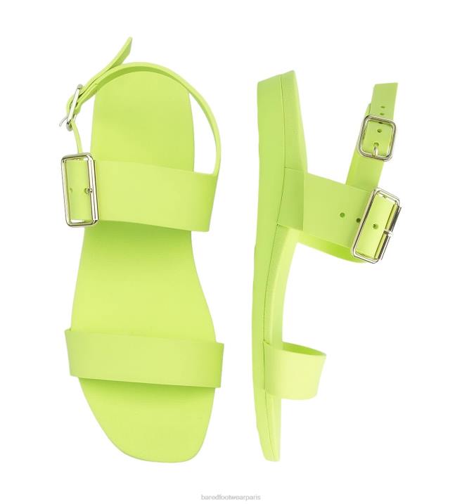 Bared Footwear femmes sanderlings sandales plates en caoutchouc chartreuse BBNT302