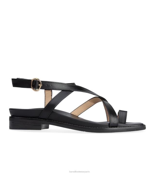 Bared Footwear femmes tadorne sandales plates en cuir noir BBNT170