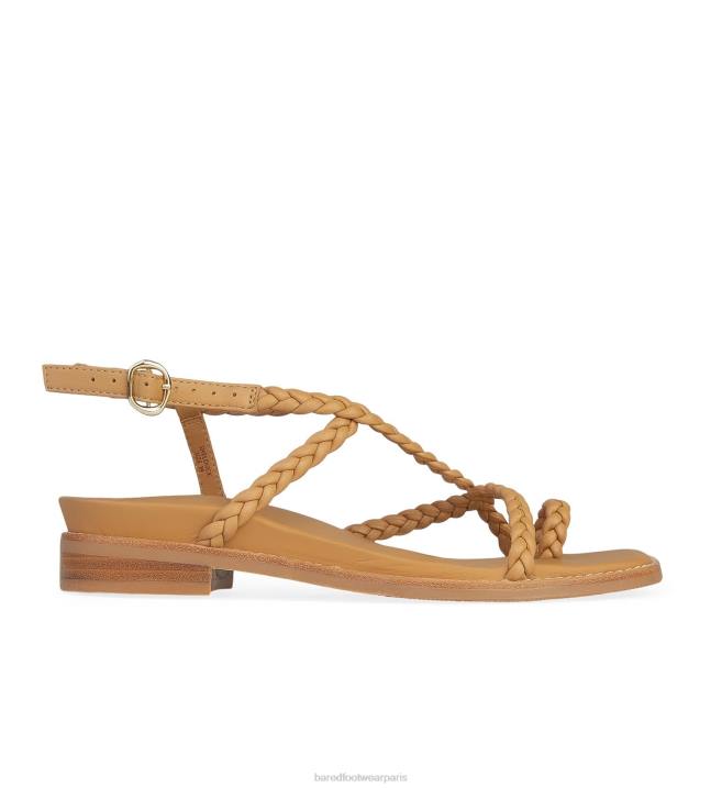 Bared Footwear femmes tadorne sandales plates en cuir tressé fauve BBNT169
