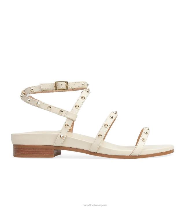 Bared Footwear femmes talève sultane sandales plates en cuir écru BBNT240