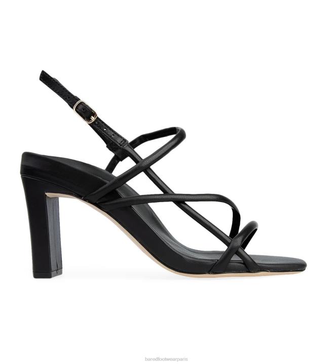 Bared Footwear femmes barge talons hauts en cuir noir BBNT109