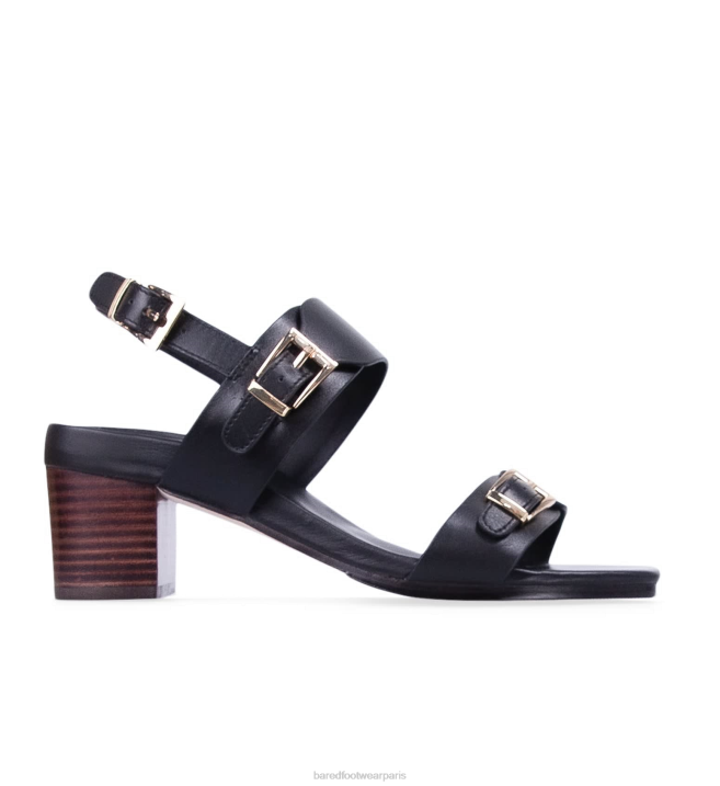 Bared Footwear femmes huppe 2 talons bas en cuir noir BBNT238