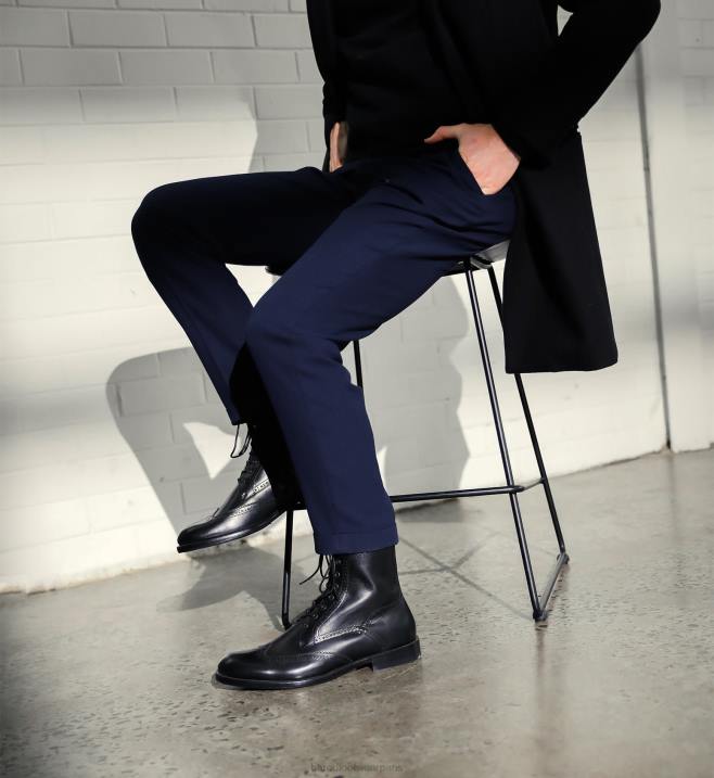 Bared Footwear Hommes manganèse 2 bottes en cuir noir BBNT1