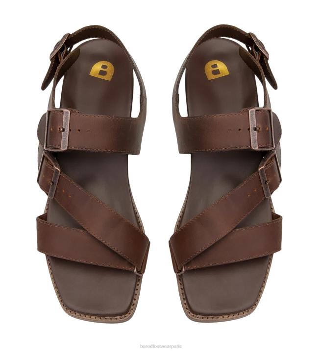 Bared Footwear Hommes hassium sandale en cuir ciré marron BBNT38