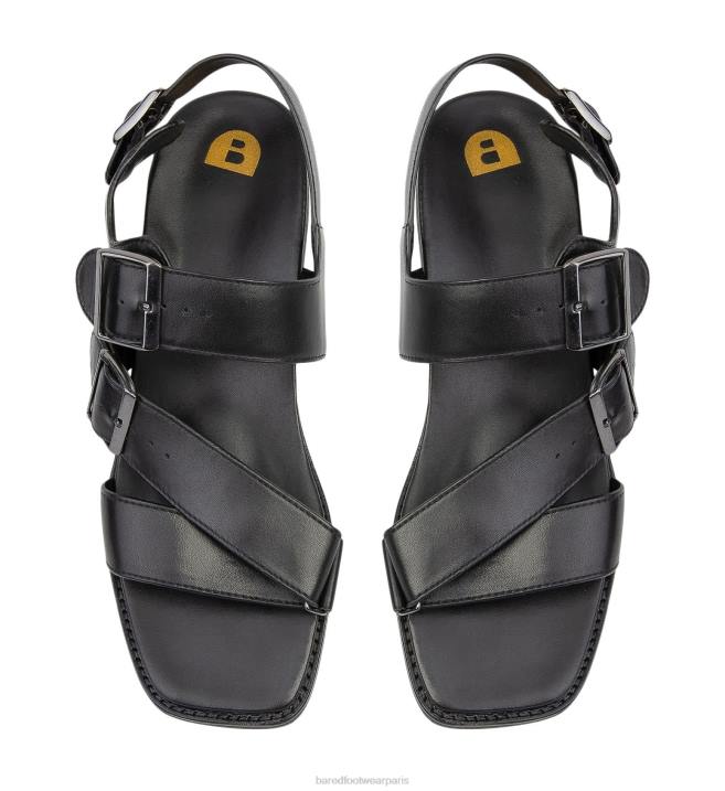 Bared Footwear Hommes hassium sandale en cuir noir BBNT39