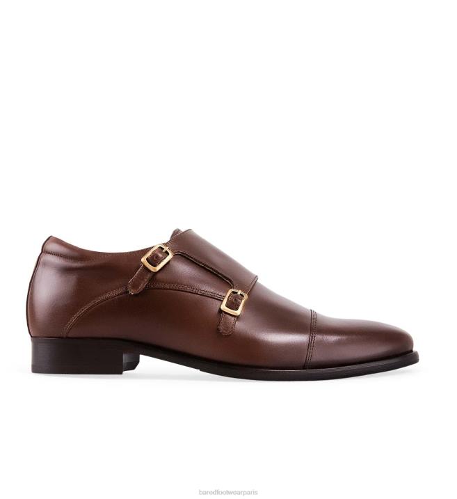 Bared Footwear Hommes vanadium double monks cuir chocolat BBNT48